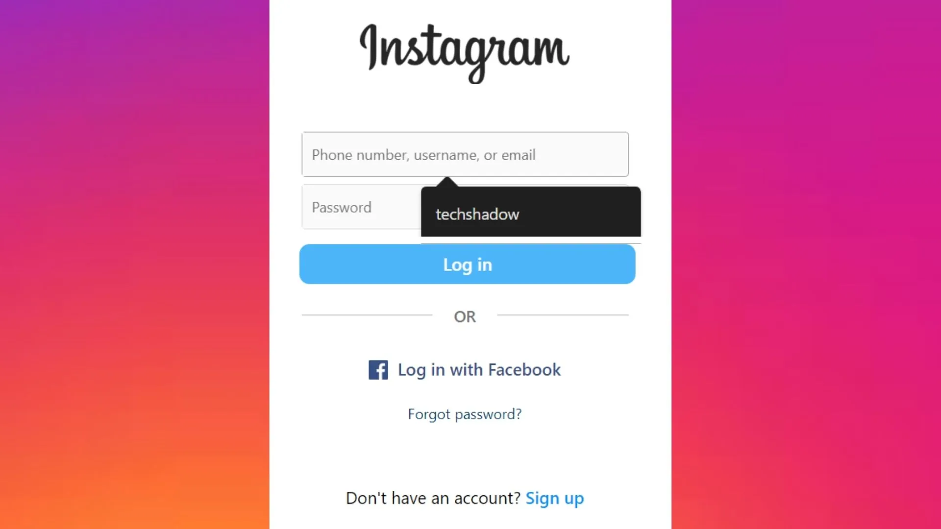 How to remove username from Instagram login page